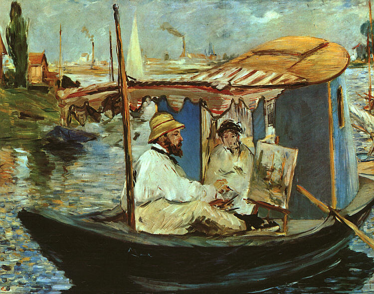 Monet in the Studio Boat - Edouard Manet Painting